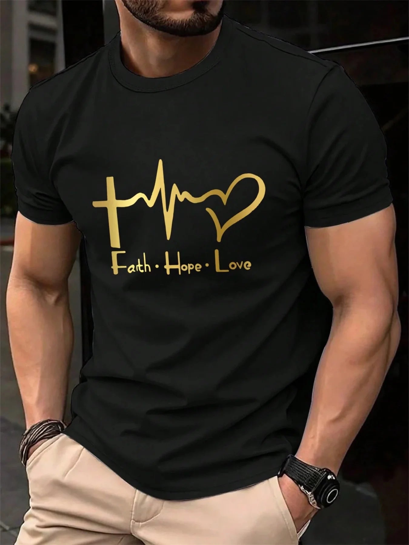 T-shirt manches courtes FAITH HOPE LOVE