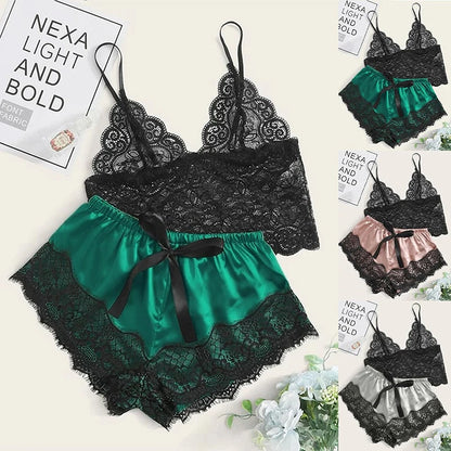 Pyjama Satin & Dentelle – Ensemble 2 pièces femme