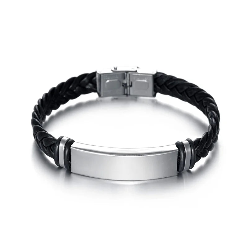 Bracelet Homme torsadé tresse cuir