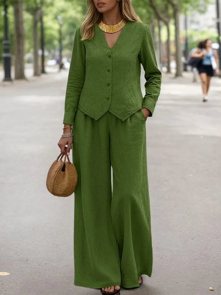 Ensemble Pantalon Large & Veste Élégante