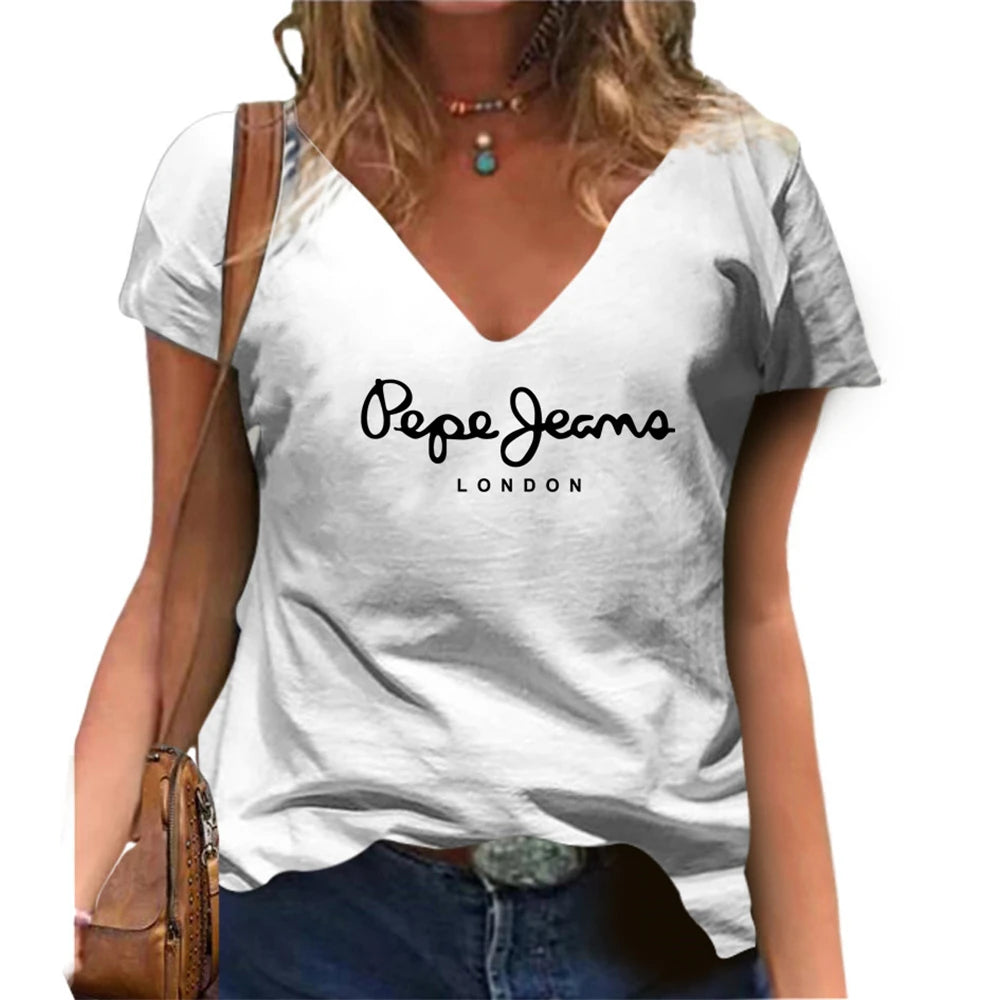 T-shirt col en v Pepe Jeans