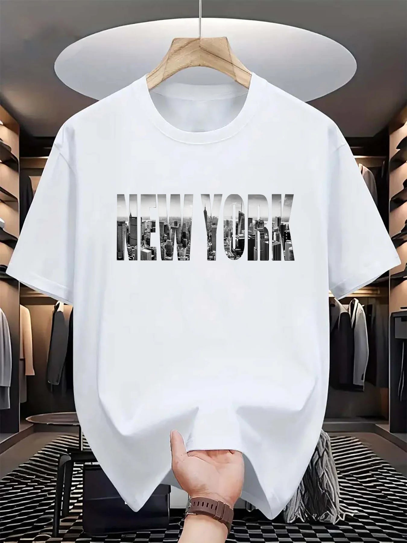 T-shirt Homme New York City - Coton Pur Col Rond Manches Courtes