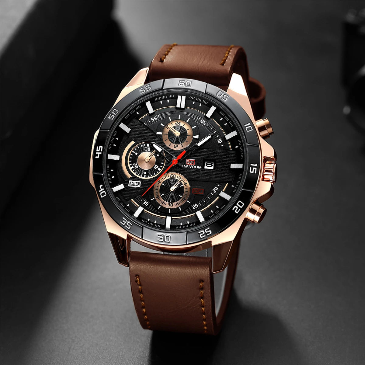 Montre à quartz en cuir pour homme