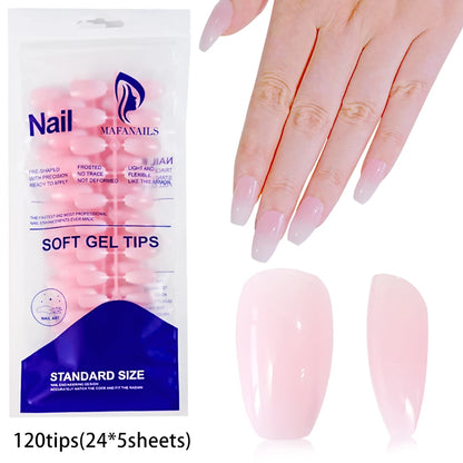 Faux Ongles Français Acrylique - 120 Pièces Carré Moyen Long Femme