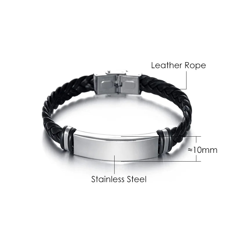 Bracelet Homme torsadé tresse cuir
