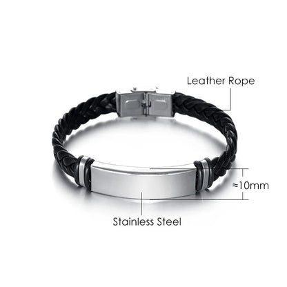Bracelet Homme torsadé tresse cuir