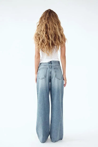 Jean baggy femme coton denim vue de dos
