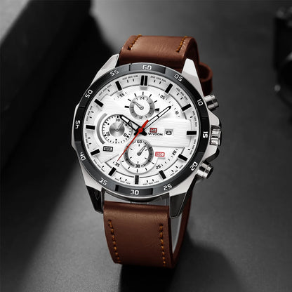 Montre à quartz en cuir pour homme
