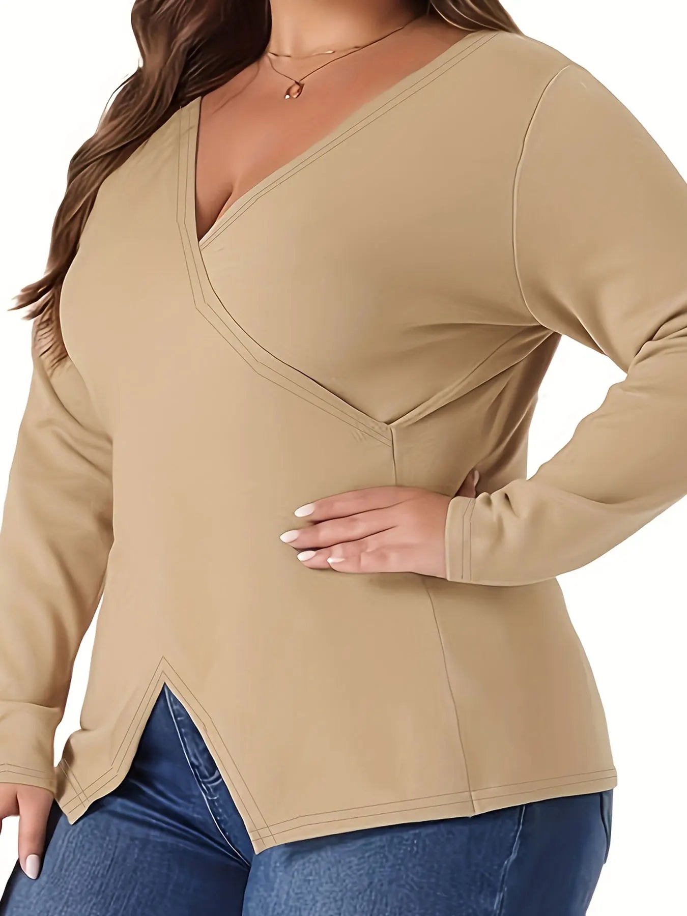 Grand pull tricoté élégant de couleur unie pour femme