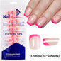 Faux Ongles Français Acrylique - 120 Pièces Carré Moyen Long Femme