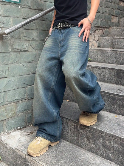 Jean Baggy Homme Y2K Vintage - Denim Extensible Streetwear Hip Hop