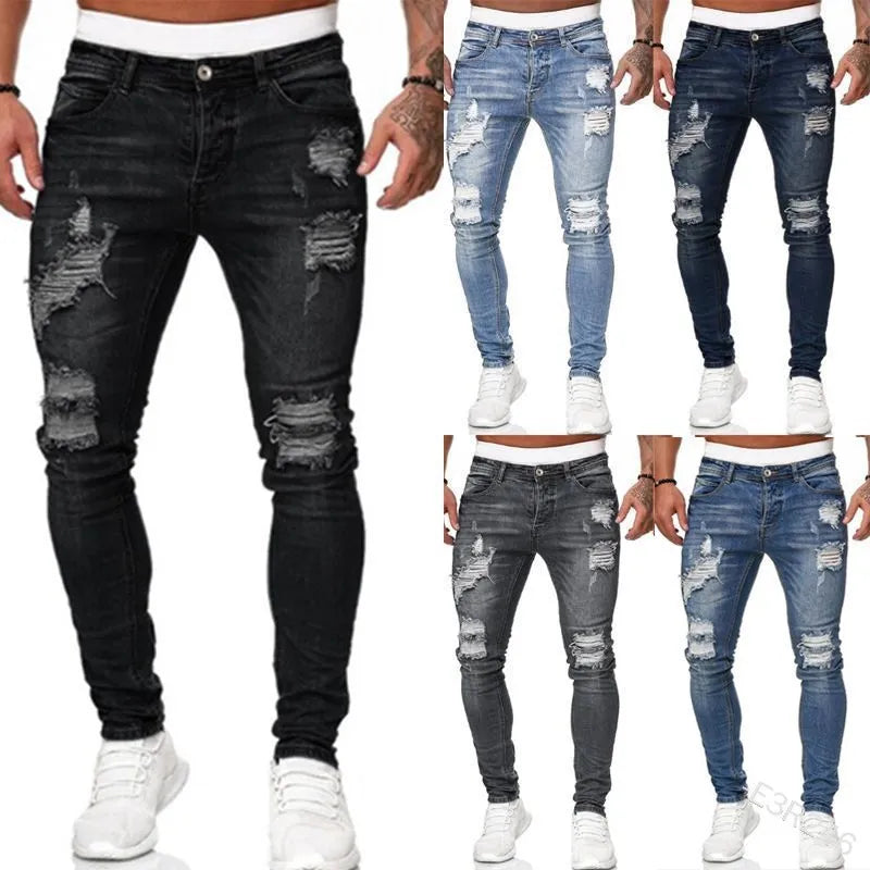 Jeans hommes déchiré Skinny