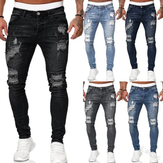 Jeans hommes déchiré Skinny