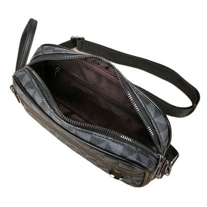 Sac bandoulière homme élégant – noir ou marron à motifs géométriques