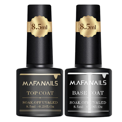 Gel nail polish set, base coat and top coat, high-gloss finish, UV LED Soak Off lamp, nail polish kit, 2 pieces
