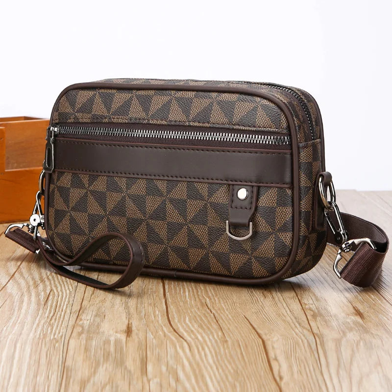 Sac bandoulière homme élégant – noir ou marron à motifs géométriques