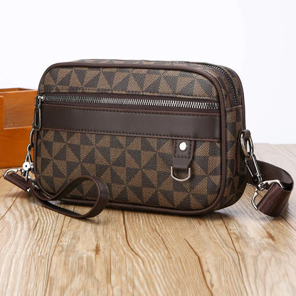 Sac bandoulière homme élégant – noir ou marron à motifs géométriques
