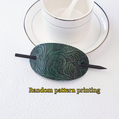 Pince à cheveux en cuir avec baguette – Élégance naturelle