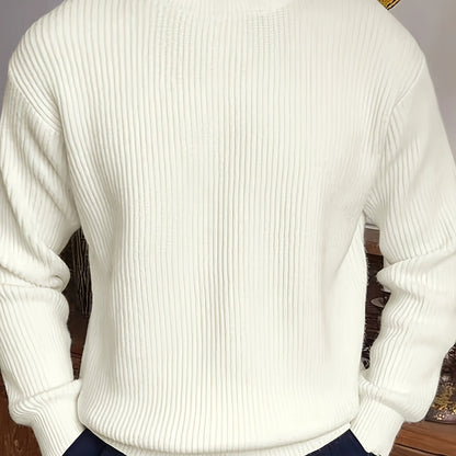 Pull homme col rond – Maille côtelée