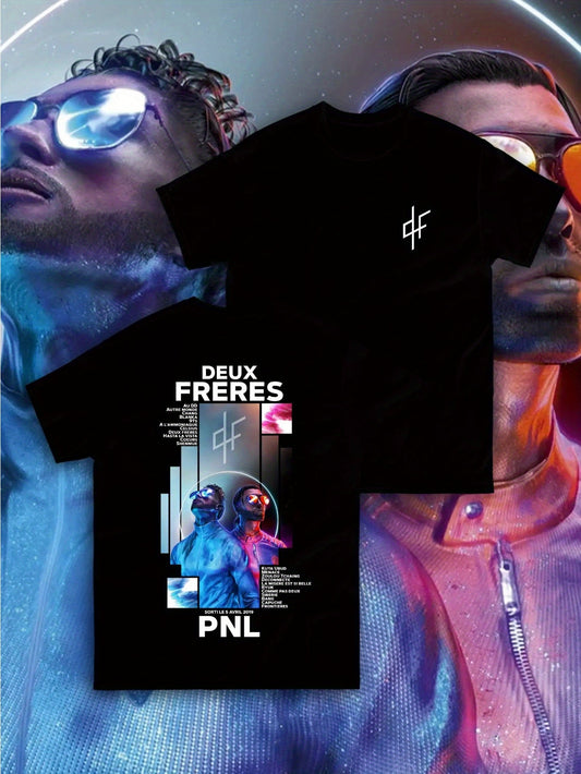 T-Shirt Homme PNL Noir - Graphique Hip Hop Streetwear Col Rond Manches Courtes