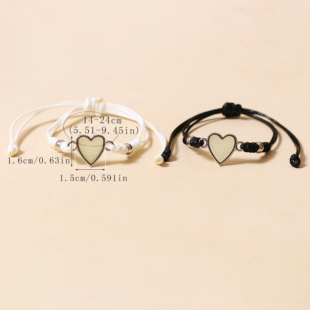 Bracelets couple cœur lumineux