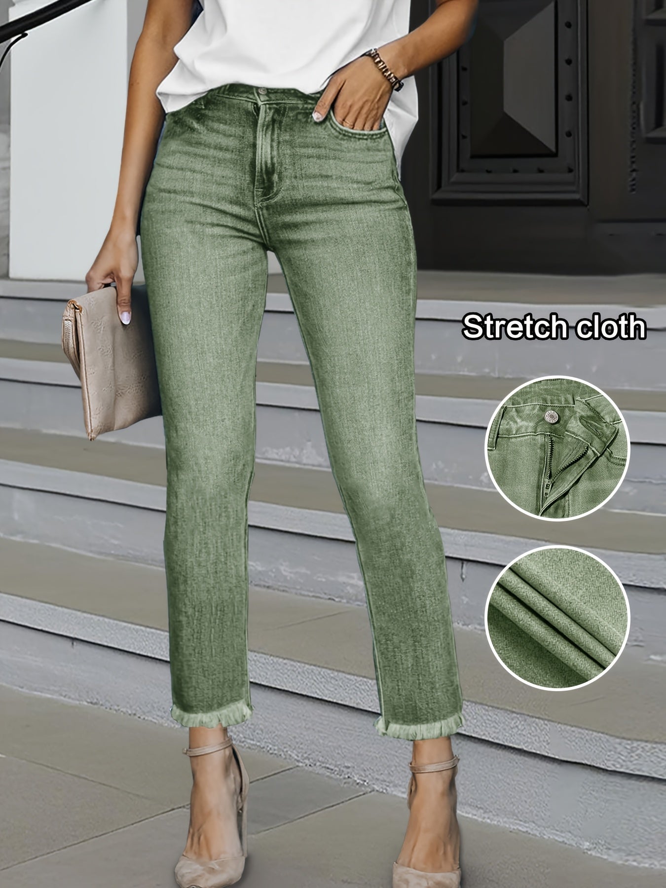 Jean stretch effiloché