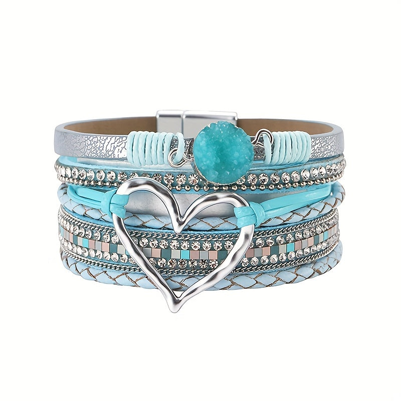 Bracelet multi rangs cœur doré – Élégance & éclat raffiné et bohème