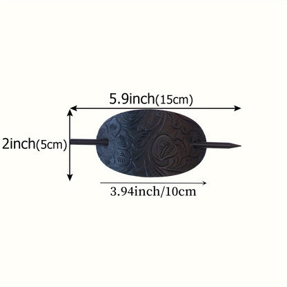 Pince à cheveux en cuir avec baguette – Élégance naturelle