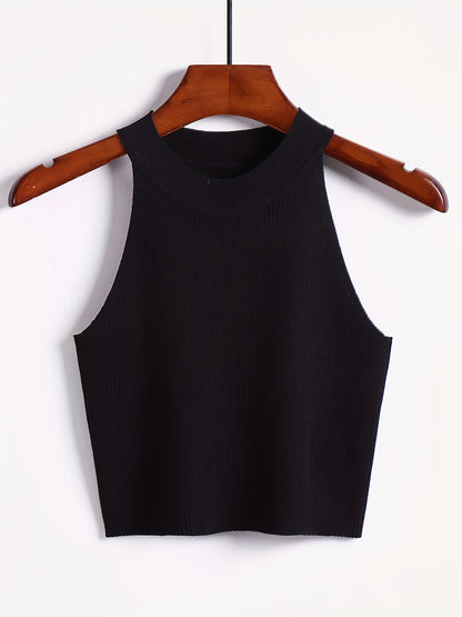 Top côtelé noir à col montant – Élégance intemporelle
