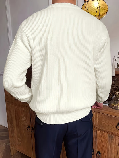 Pull homme col rond – Maille côtelée
