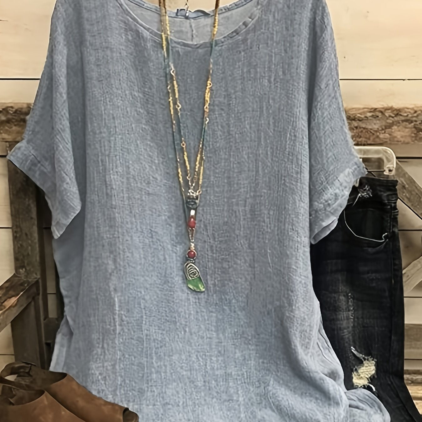 T-shirt ample en tissu texturé – coloris diffèrent