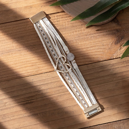 Bracelet femme cuir PU cristaux