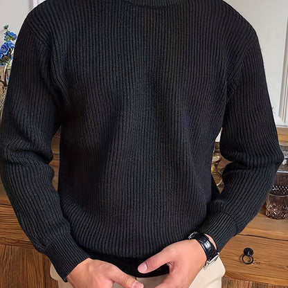 Pull homme col rond – Maille côtelée
