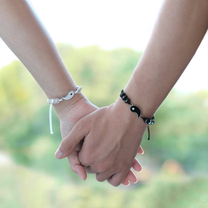 Bracelets Yin Yang pour couple ou meilleurs amis – noir et blanc