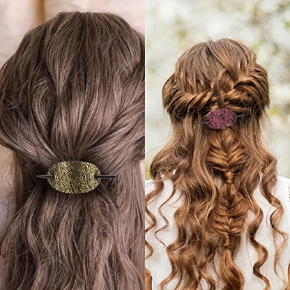 Pince à cheveux en cuir avec baguette – Élégance naturelle