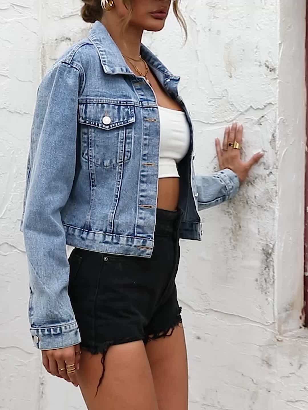 Veste en Jean Femme - Denim Bleu Classique Intemporel