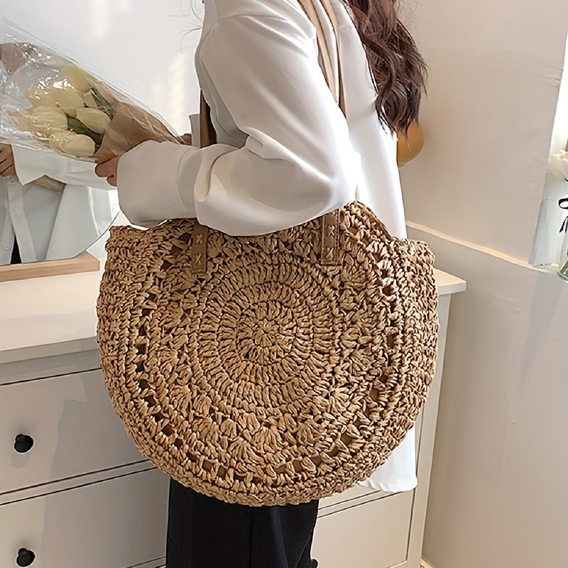 Sac rond en raphia tressé – Esprit bohème chic