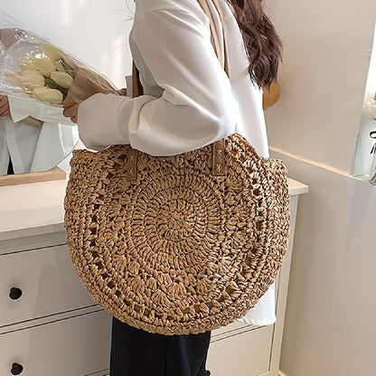 Sac rond en raphia tressé – Esprit bohème chic