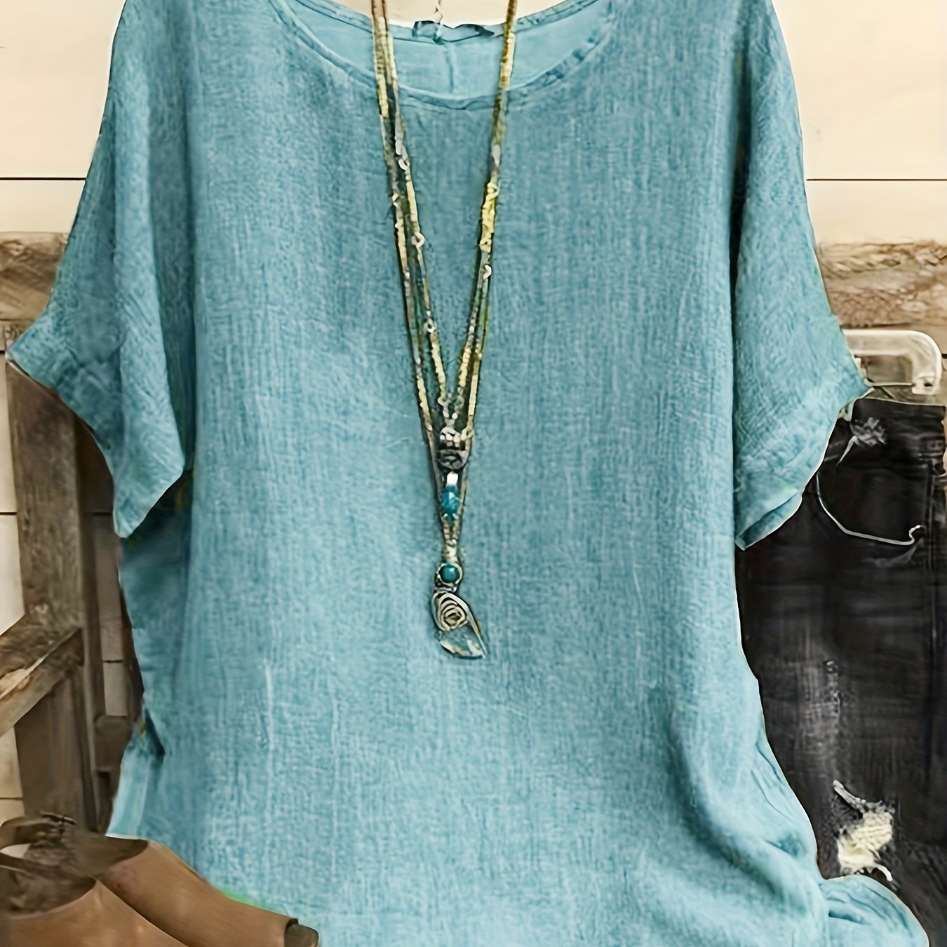 T-shirt ample en tissu texturé – coloris diffèrent